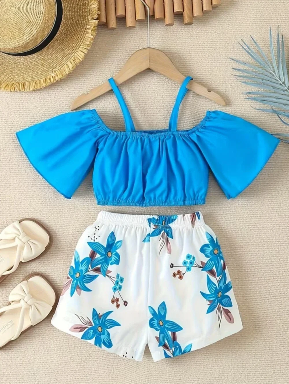 Girls Two Piece Boho Matching Floral Short Set Size 7/8
